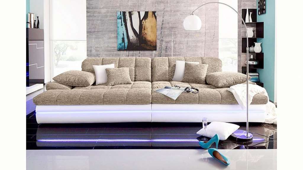 Nova Via Big-Sofa, wahlweise mit Kaltschaum (140kg Belastung/Sitz) und RGB-LED-Beleuchtung