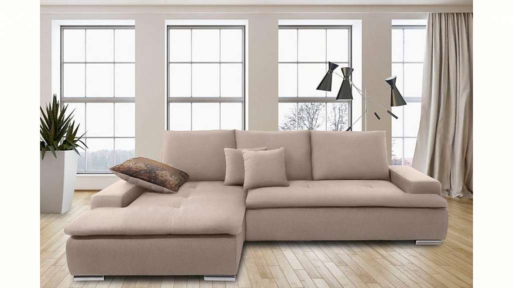 Nova Via Ecksofa, wahlweise mit Kaltschaum (140kg Belastung/Sitz), RGB-LED-Beleuchtung und Bettfunktion