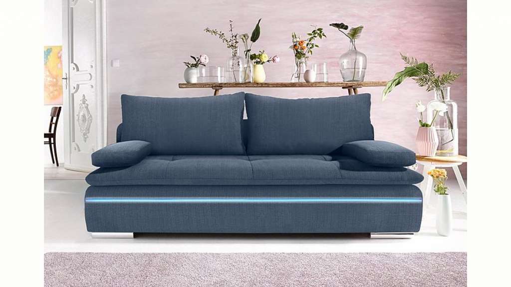 Nova Via Schlafsofa, wahlweise mit Kaltschaum (140kg Belastung/Sitz) und RGB-LED-Beleuchtung