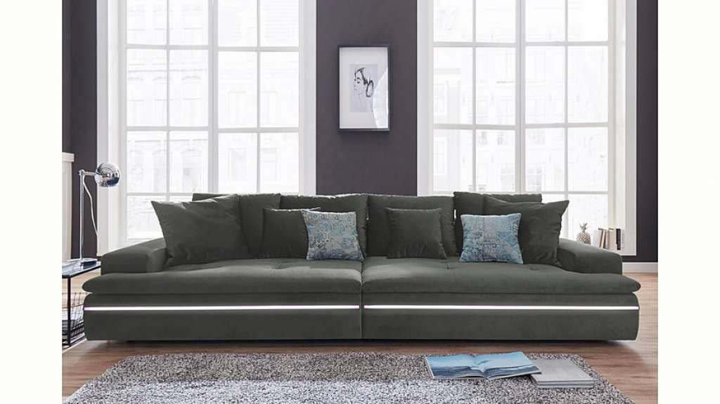 Nova Via Big-Sofa, wahlweise mit Kaltschaum (140kg Belastung/Sitz) und RGB-LED-Beleuchtung