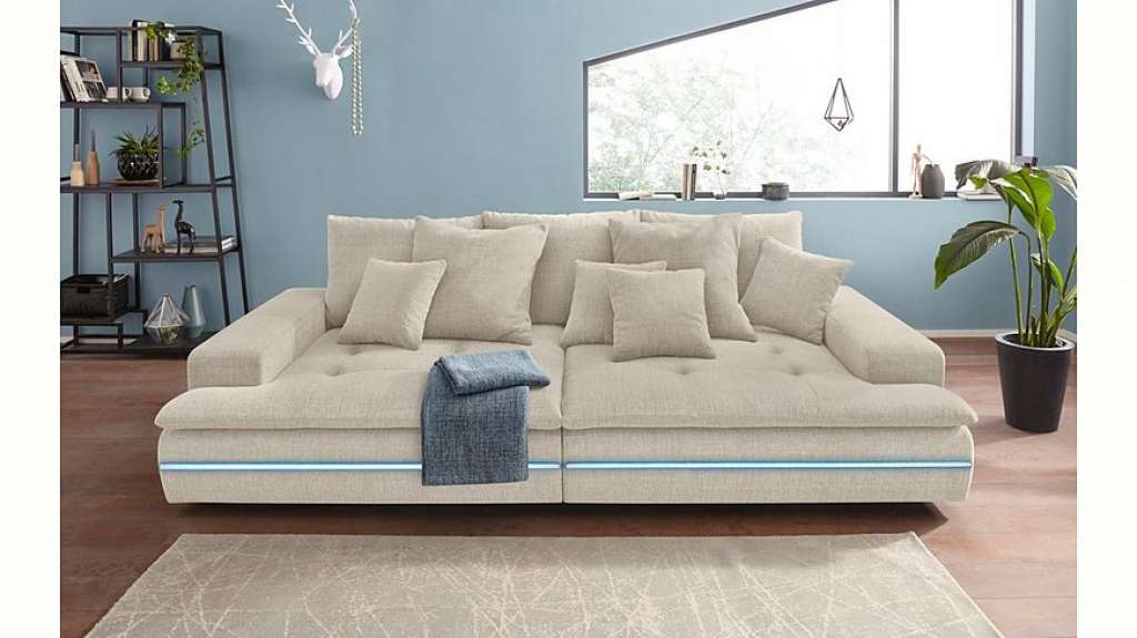 Nova Via Big-Sofa, wahlweise mit Kaltschaum (140kg Belastung/Sitz) und AquaClean-Stoff für leichte Reinigung mit Wasser