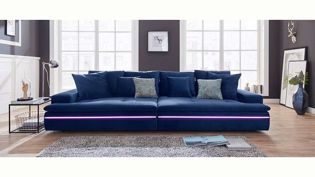 Nova Via Big-Sofa, wahlweise mit Kaltschaum (140kg Belastung/Sitz) und RGB-LED-Beleuchtung