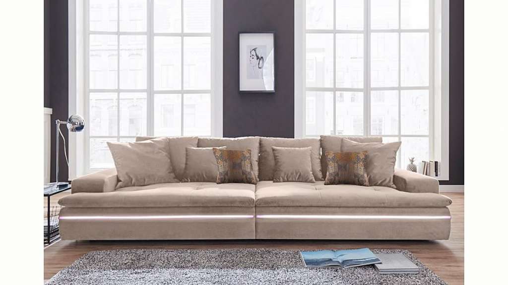 Nova Via Big-Sofa, wahlweise mit Kaltschaum (140kg Belastung/Sitz) und RGB-LED-Beleuchtung