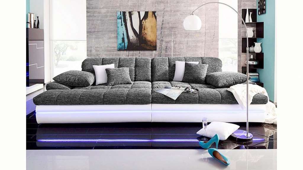 Nova Via Big-Sofa, wahlweise mit Kaltschaum (140kg Belastung/Sitz) und RGB-LED-Beleuchtung