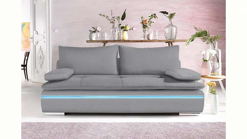 Nova Via Schlafsofa, wahlweise mit Kaltschaum (140kg Belastung/Sitz) und RGB-LED-Beleuchtung