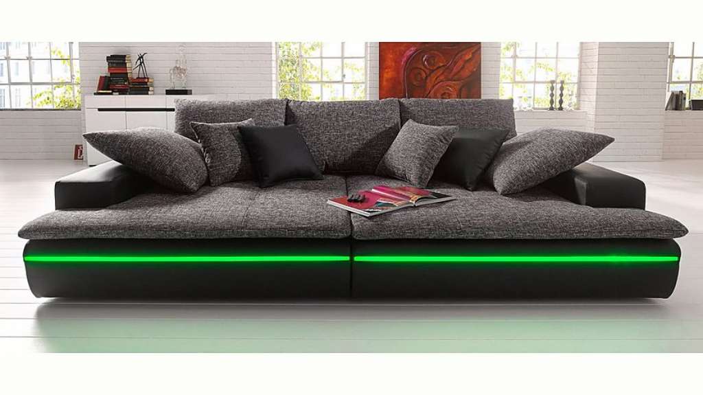 Nova Via Big-Sofa, wahlweise mit Kaltschaum (140kg Belastung/Sitz) und RGB-LED-Beleuchtung