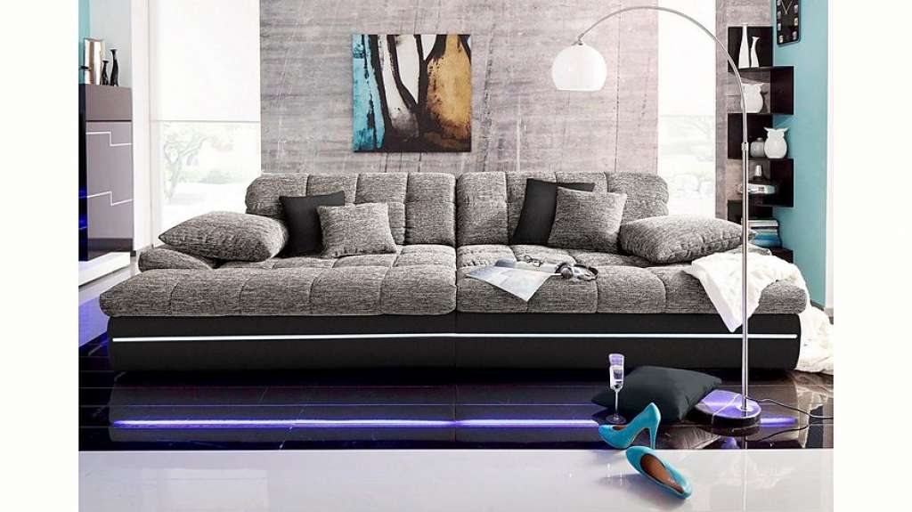 Nova Via Big-Sofa, wahlweise mit Kaltschaum (140kg Belastung/Sitz) und RGB-LED-Beleuchtung