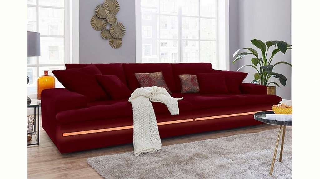 Nova Via Big-Sofa, wahlweise mit Kaltschaum (140kg Belastung/Sitz) und RGB-LED-Beleuchtung