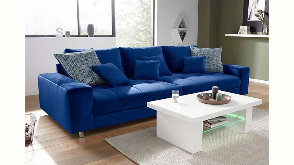 Nova Via Big-Sofa, wahlweise mit Kaltschaum (140kg Belastung/Sitz) und RGB-LED-Beleuchtung