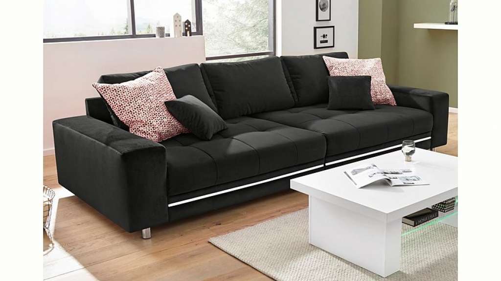 Nova Via Big-Sofa, wahlweise mit Kaltschaum (140kg Belastung/Sitz) und RGB-LED-Beleuchtung