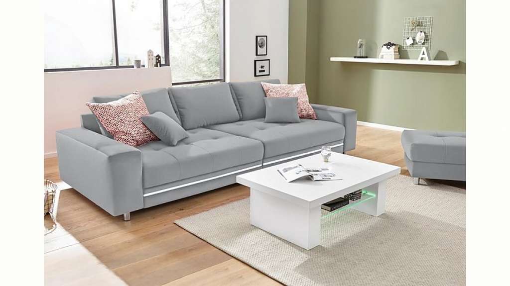 Nova Via Big-Sofa, wahlweise mit Kaltschaum (140kg Belastung/Sitz) und RGB-LED-Beleuchtung