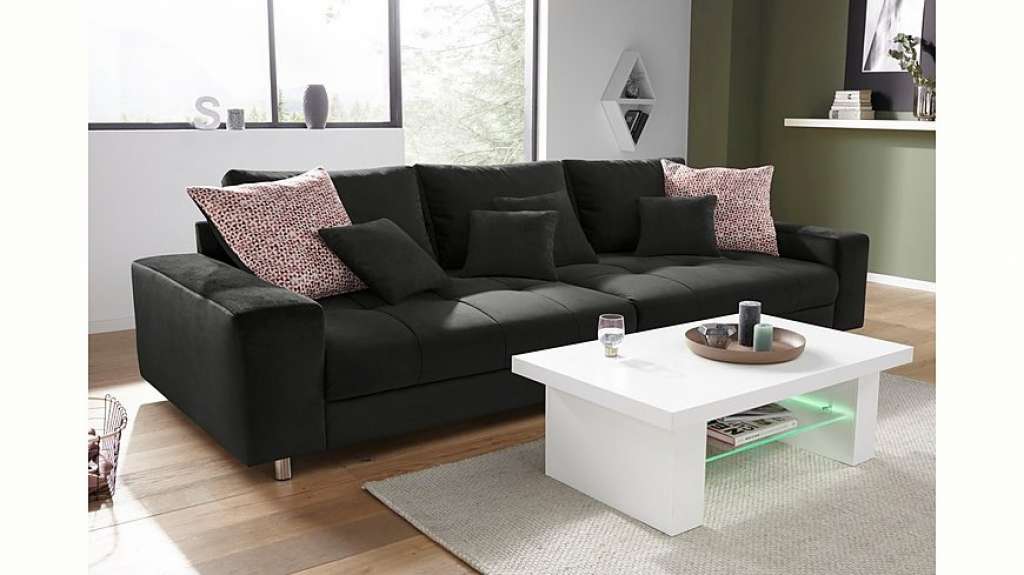 Nova Via Big-Sofa, wahlweise mit Kaltschaum (140kg Belastung/Sitz) und RGB-LED-Beleuchtung