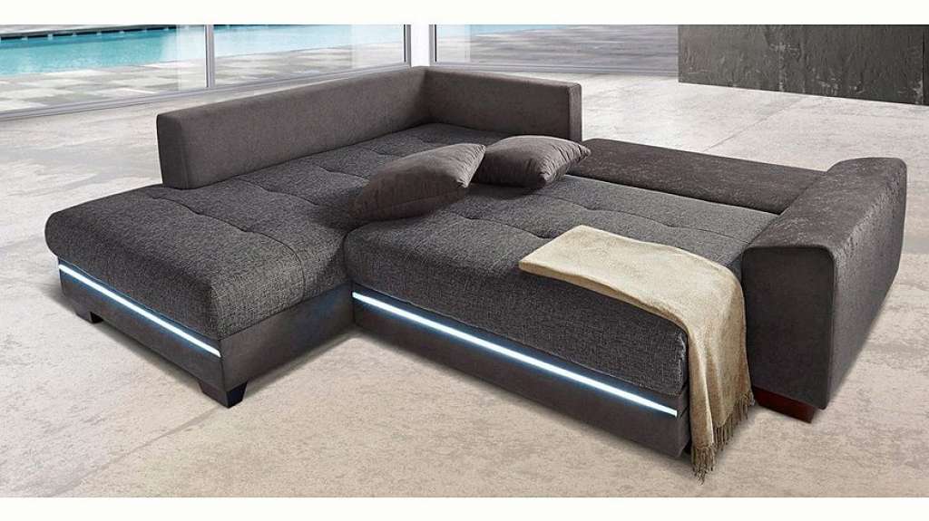 Nova Via Ecksofa, wahlweise mit Kaltschaum (140kg Belastung/Sitz), Bettfunktion, mit RGB-LED-Beleuchtung, wahlweise mit Bluetooth-Soundsystem