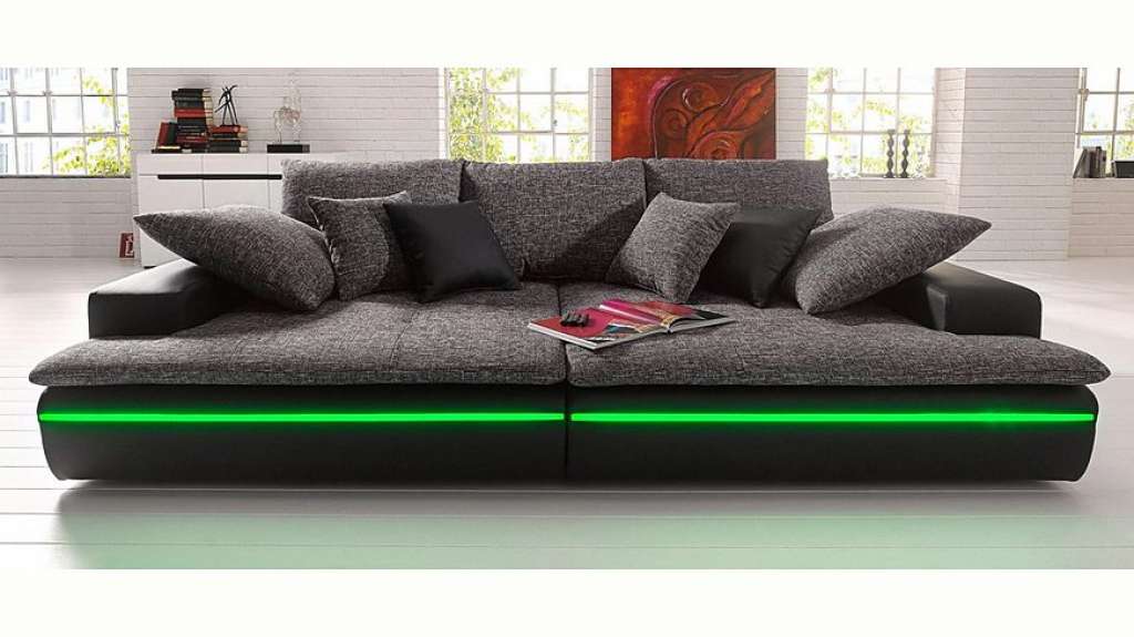 Nova Via Big-Sofa, wahlweise mit Kaltschaum (140kg Belastung/Sitz) und RGB-LED-Beleuchtung