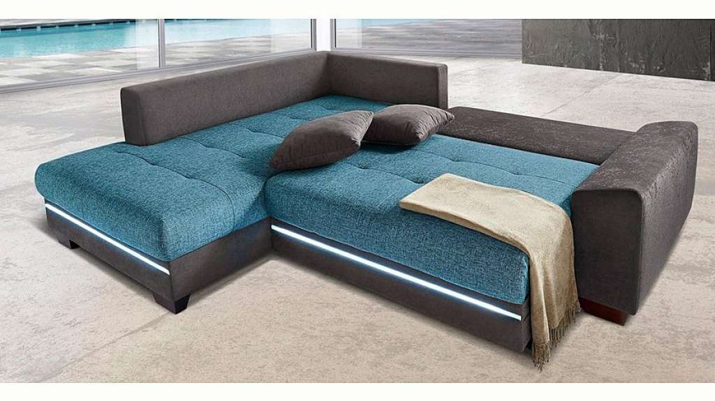 Nova Via Ecksofa, wahlweise mit Kaltschaum (140kg Belastung/Sitz), Bettfunktion, mit RGB-LED-Beleuchtung, wahlweise mit Bluetooth-Soundsystem