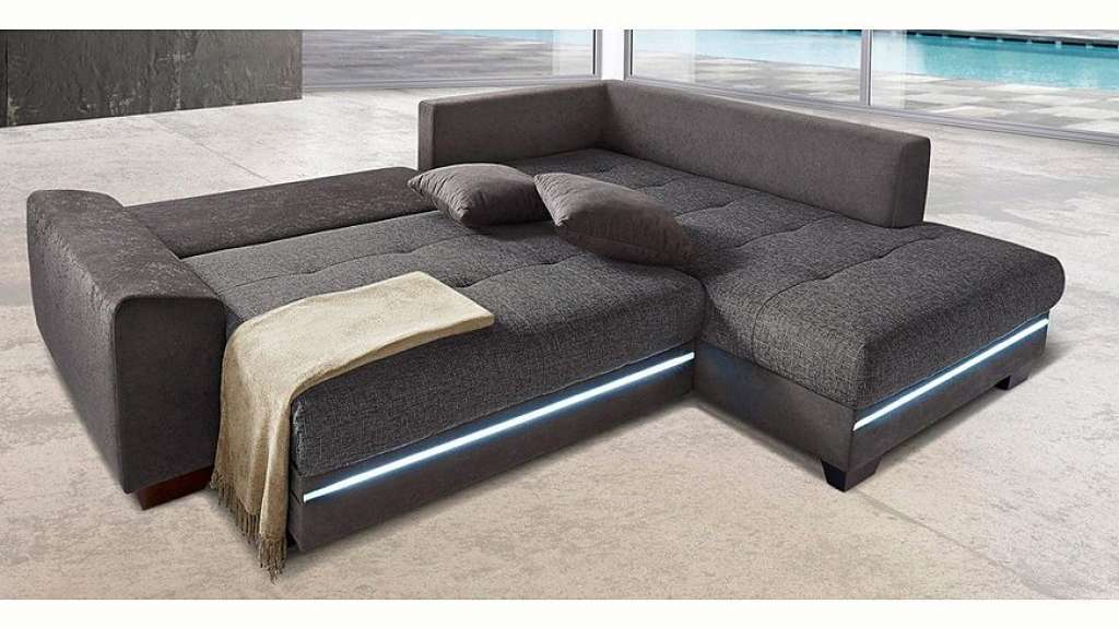 Nova Via Ecksofa, wahlweise mit Kaltschaum (140kg Belastung/Sitz), Bettfunktion, mit RGB-LED-Beleuchtung, wahlweise mit Bluetooth-Soundsystem