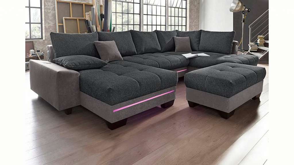 Nova Via Wohnlandschaft, wahlweise mit Kaltschaum (140kg Belastung/Sitz) und Bluetooth-Soundsystem, sowie RGB-LED-Beleuchtung