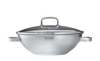 Meisterkoch Edelstahl-Wok mit Deckel ¦ silber ¦ Edelstahl ¦ Maße (cm): H: 10 Ø: 34 Töpfe & Pfannen & Zubehör > Wok - Höffner