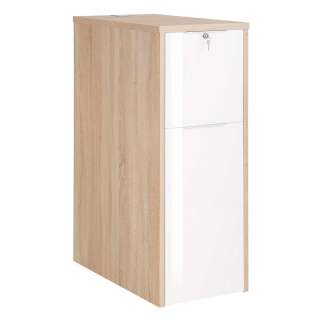 Aktenordnerschrank in Weiß und Sonoma Eiche Apothekerauszug
