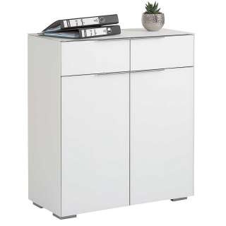 Büroschrank in Weiß Glas beschichtet 80 cm breit