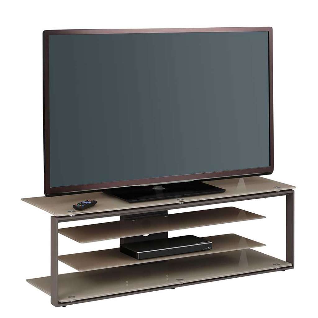 TV Rack in Beige Sicherheitsglas und Stahl