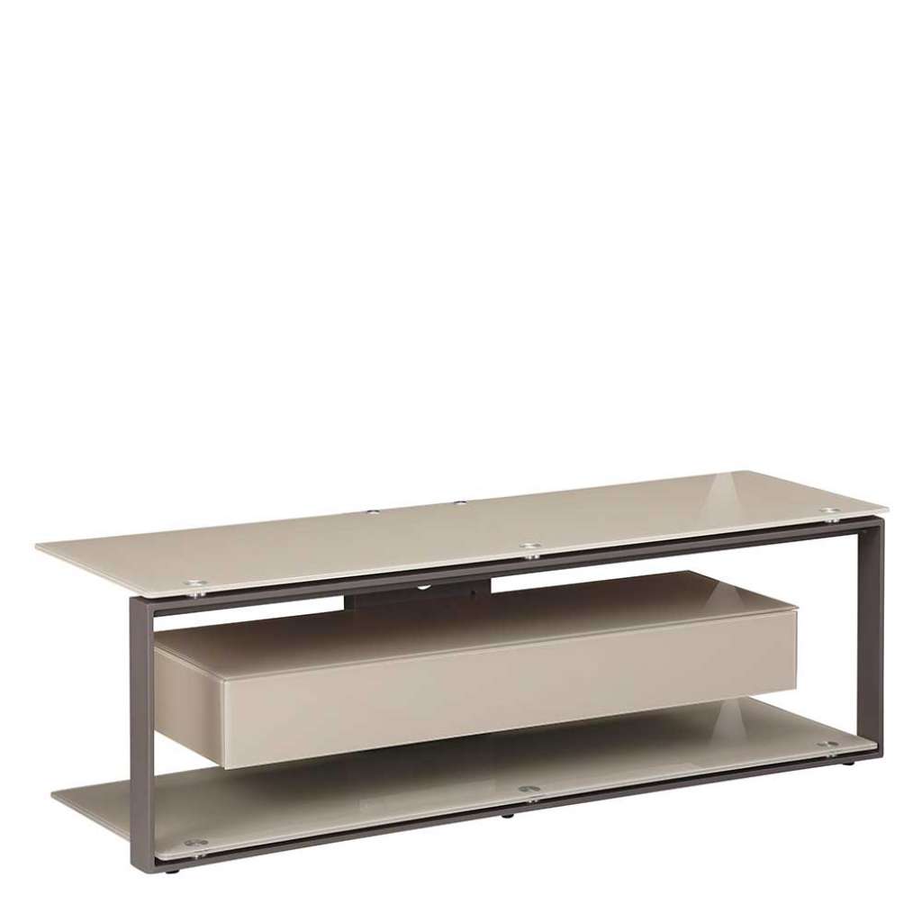 Hifischrank in Beige und Anthrazit Klappe