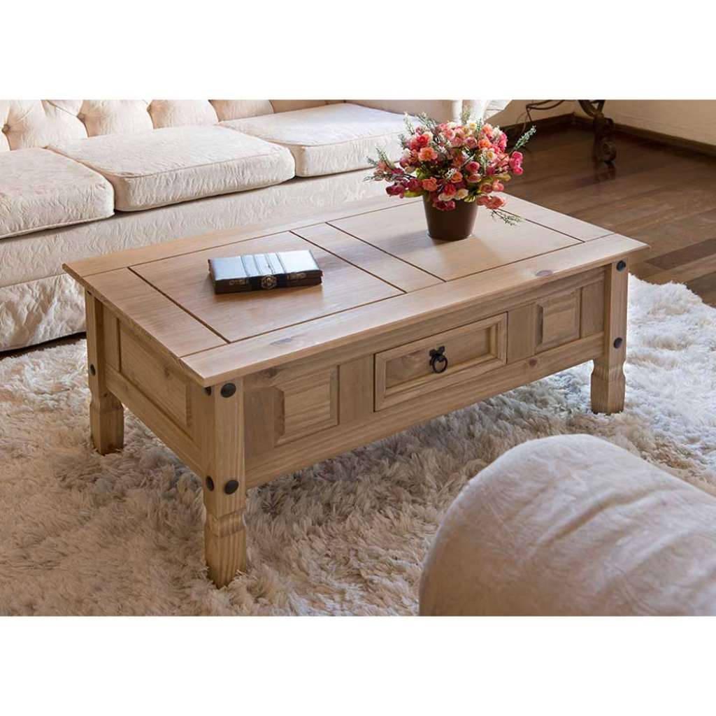 Landhaus Sofatisch aus Kiefer Massivholz 100 cm breit