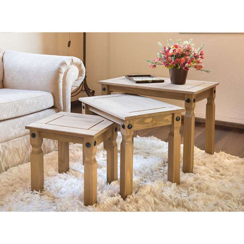 Sofa Beistelltische aus Kiefer Massivholz Landhausstil (3-teilig)
