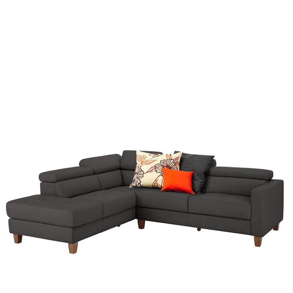 L Sofa in Dunkelbraun Leder 255 cm breit