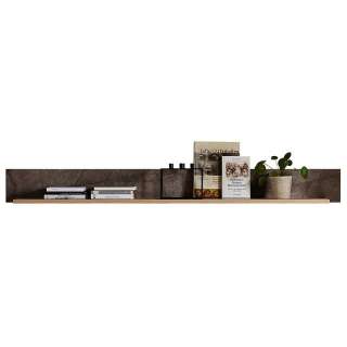 Wandregal in Graubraun und Wildeiche Optik 180 cm breit
