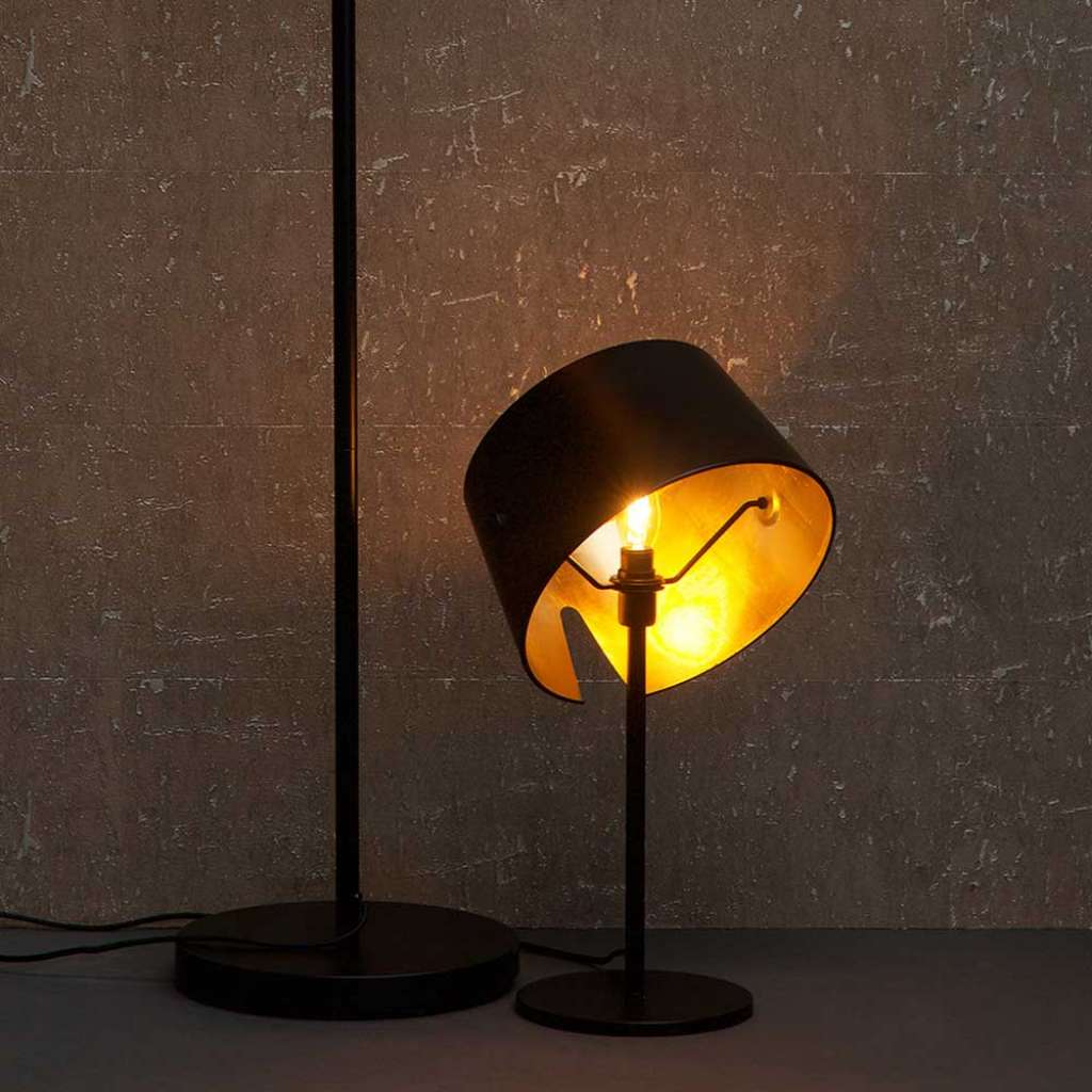 Tischlampen in Schwarz und Altmessingfarben Vintage Design (2er Set)