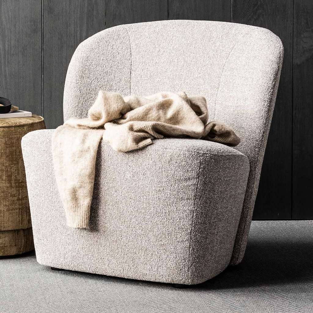 Einzelsessel in Beige Webstoff Retro Design