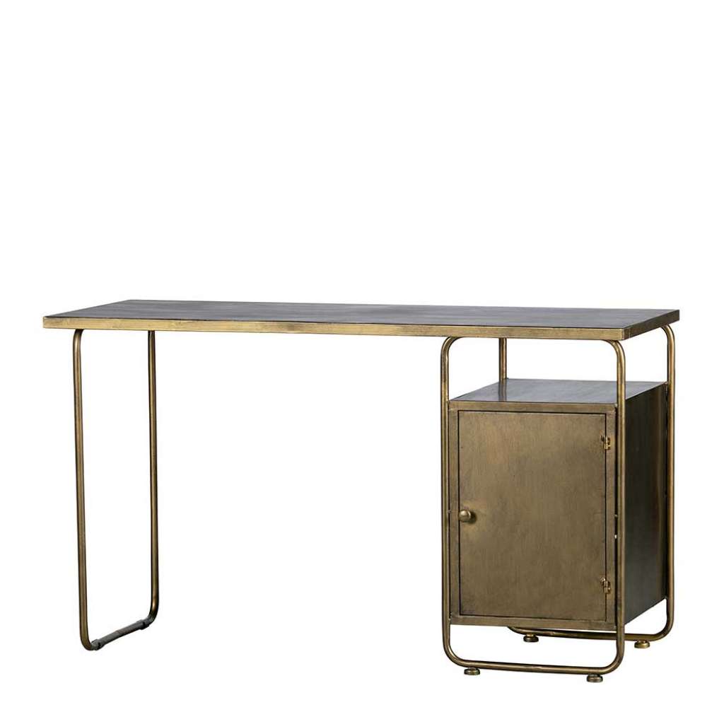 Designschreibtisch in Altmessingfarben 130 cm breit