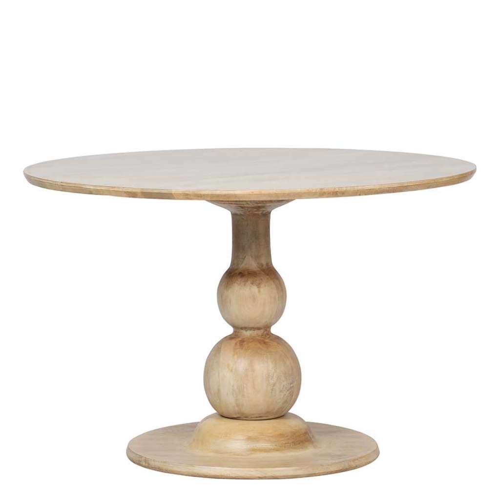 Vintage Holztisch aus Mangobaum Massivholz rund