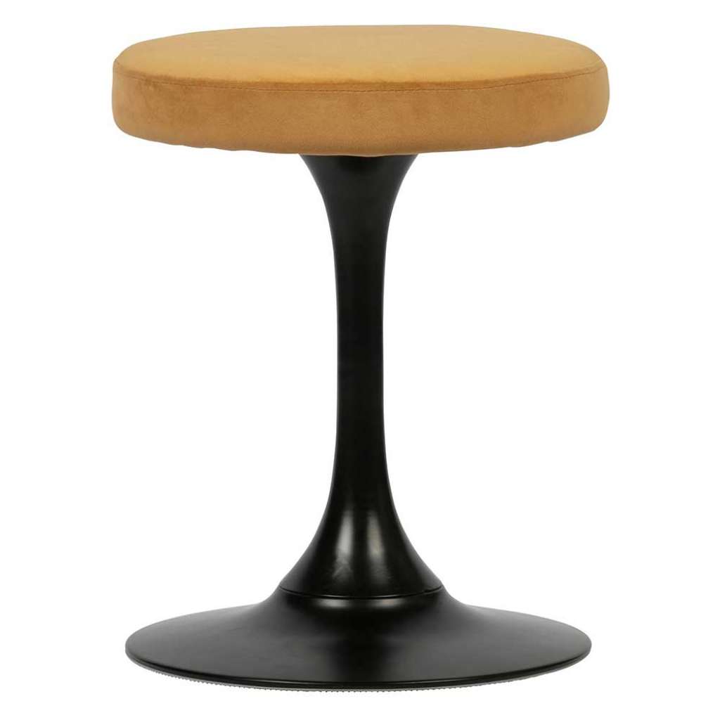 Retro Hocker in Gelb Samt Schwarz Stahl (2er Set)