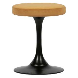 Retro Hocker in Gelb Samt Schwarz Stahl (2er Set)
