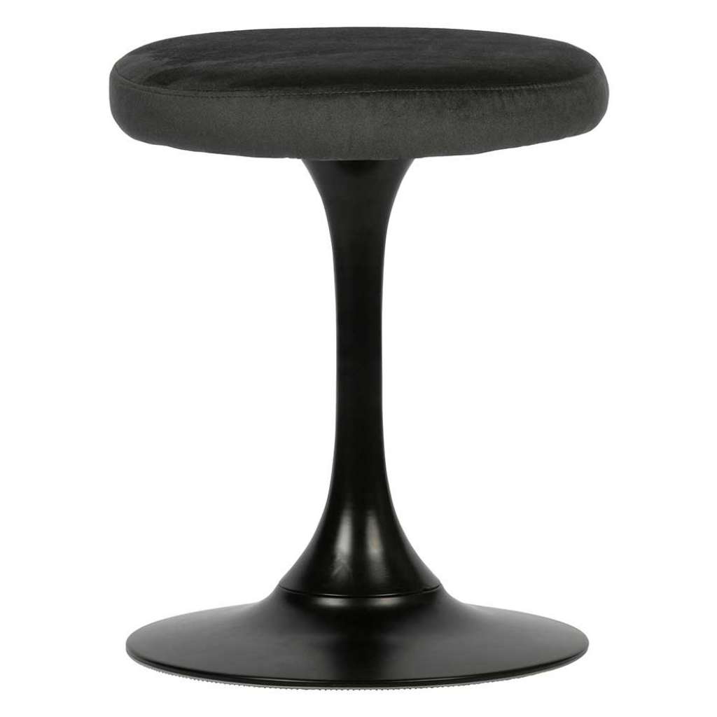 Retro Sitzhocker in Schwarz Samt rund (2er Set)