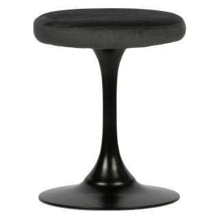 Retro Sitzhocker in Schwarz Samt rund (2er Set)