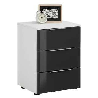 Schubkasten Nachtschrank in Weiß und Anthrazit 45 cm breit