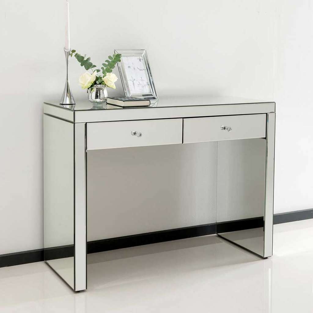Designtisch mit Spiegelglas beschichtet zwei Schubladen