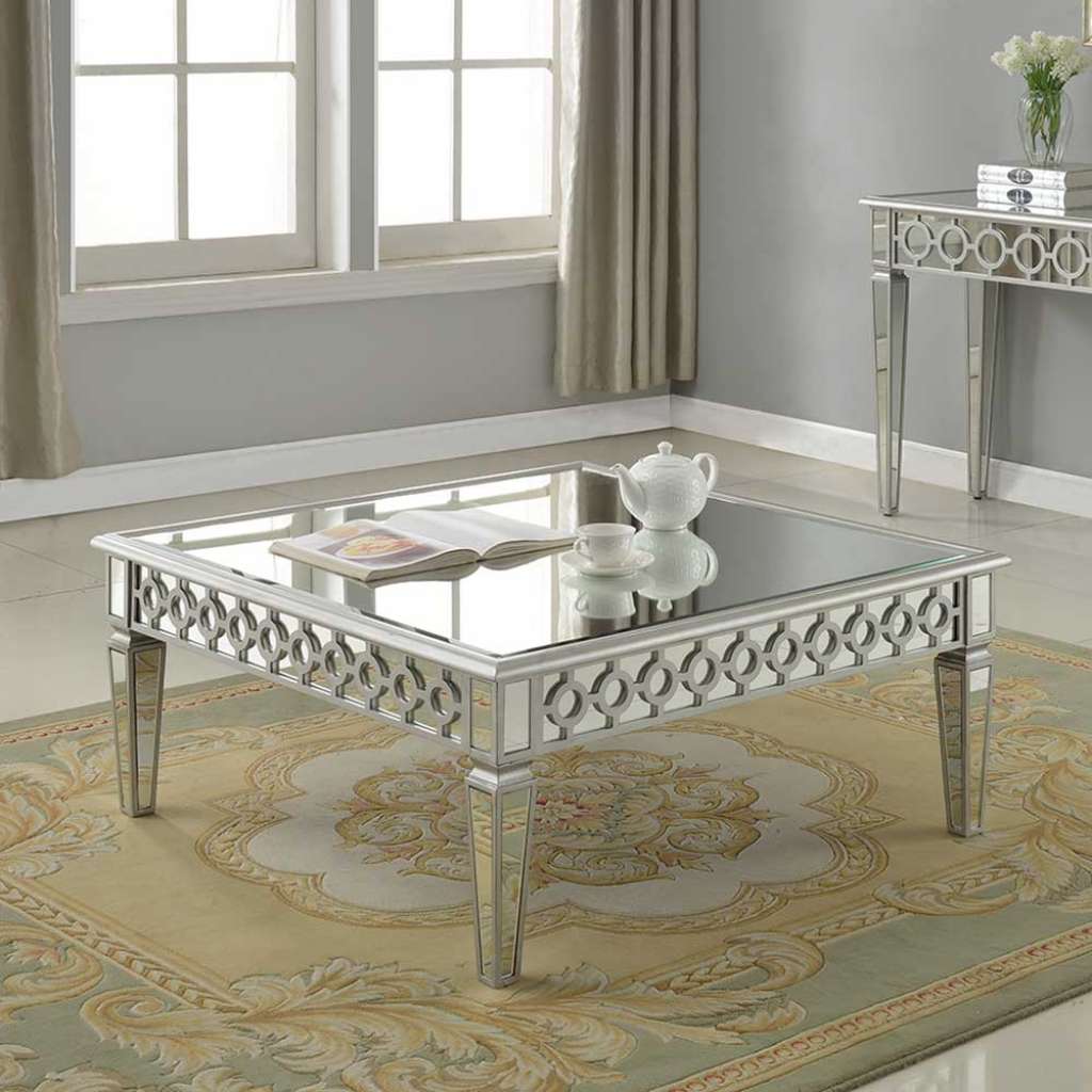 Wohnzimmertisch mit Spiegelglas beschichtet Vintage Design