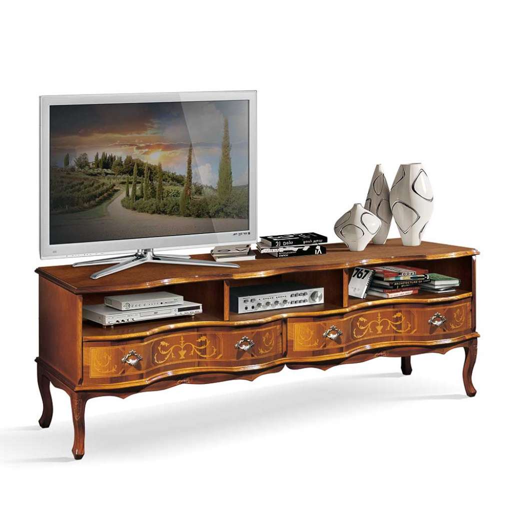 Fernsehunterschrank in Nussbaumfarben Barock Design