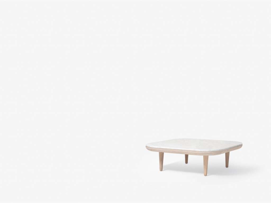 andTRADITION - Fly SC4 & SC5 Couchtisch - Bianco Carrara Marble - Gestell White oiled Oak - 80 x 80 cm - indoor