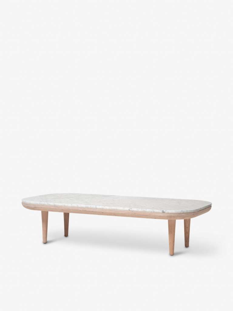 andTRADITION - Fly SC4 & SC5 Couchtisch - Bianco Carrara Marble - Gestell White oiled Oak - 120 x 60 cm - indoor