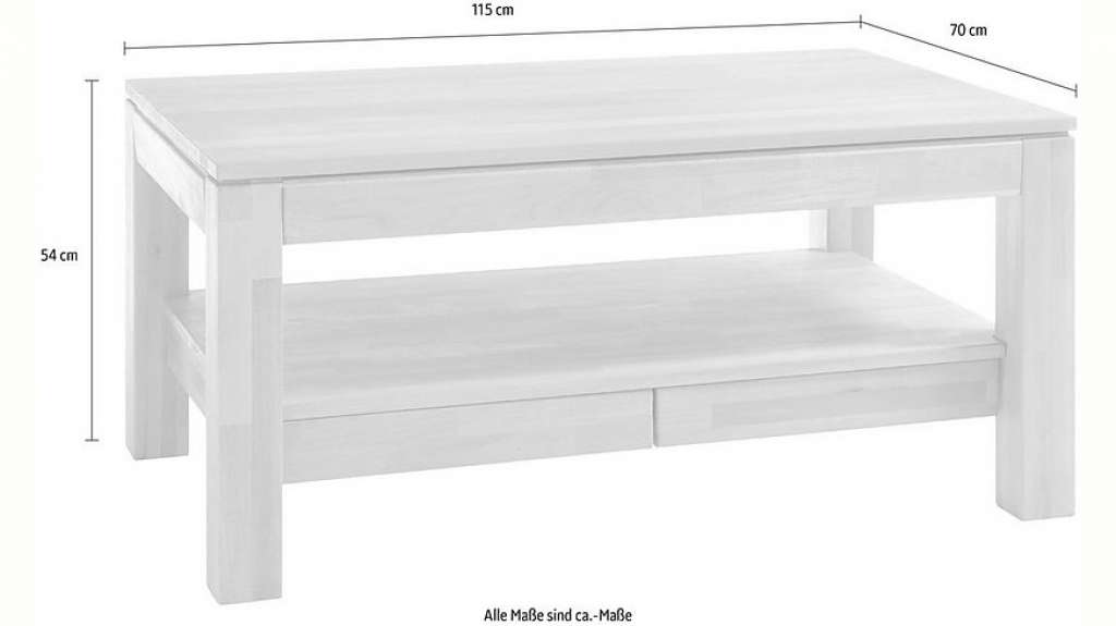 MCA furniture Couchtisch, Couchtisch Massivholz mit Schubladen