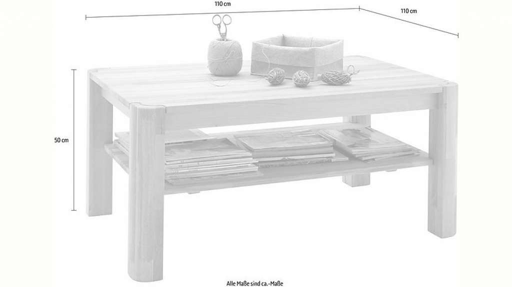 MCA furniture Couchtisch, Couchtisch Massivholz mit Ablage