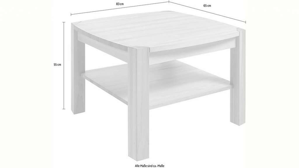 MCA furniture Couchtisch, Couchtisch Massivholz mit Ablage