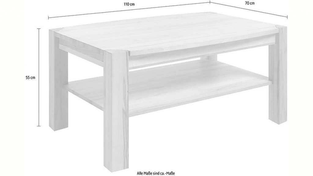 MCA furniture Couchtisch, Couchtisch Massivholz mit Ablage