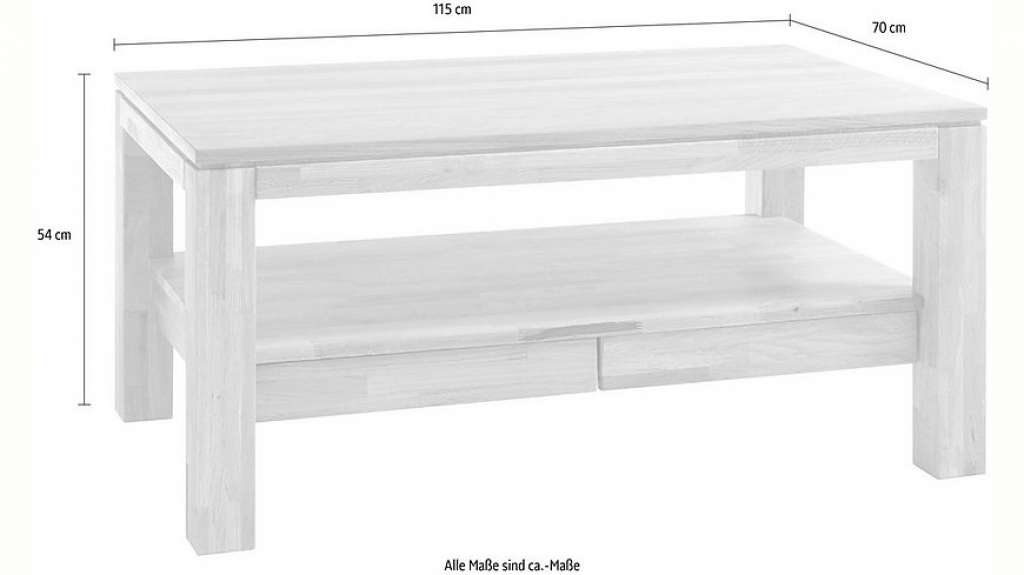 MCA furniture Couchtisch, Couchtisch Massivholz mit Schubladen