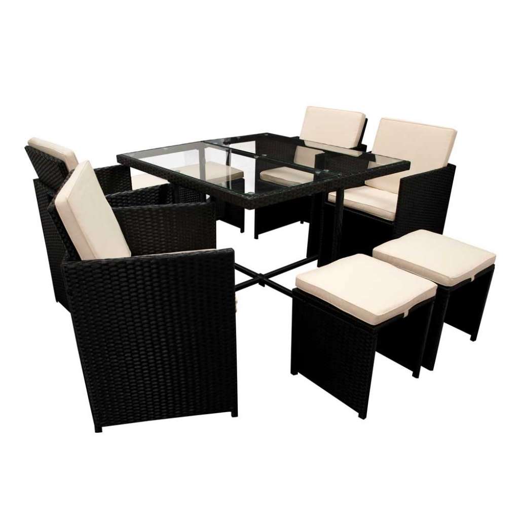 Garten Sitzgarnitur in Cremefarben und Schwarz modern (9-teilig)